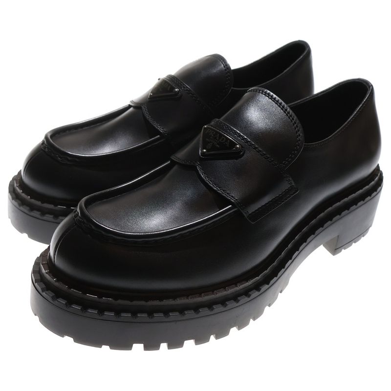 Prada Leather Loafers 2de148 Brushed Leather Loafers 9.5 Black