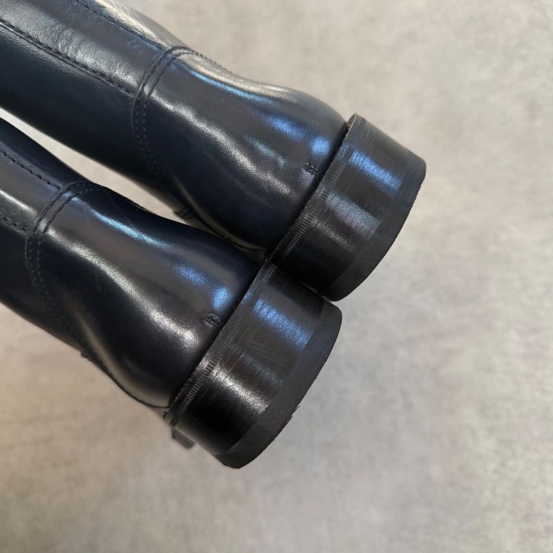 Bottega Veneta Intrecciato Long Boots Leather Dark Navy 35 1 2 Women's Boots