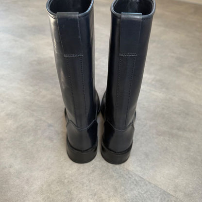 Bottega Veneta Intrecciato Long Boots Leather Dark Navy 35 1 2 Women's Boots