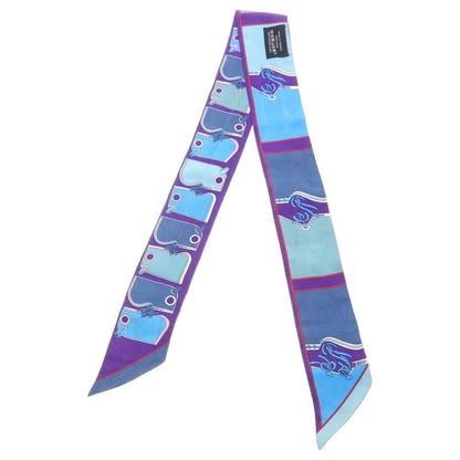 Hermes Twilly Camaille Silk Scarf Blue And Purple