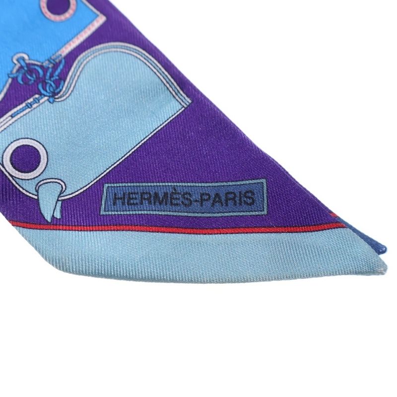 Hermes Twilly Camaille Silk Scarf Blue And Purple