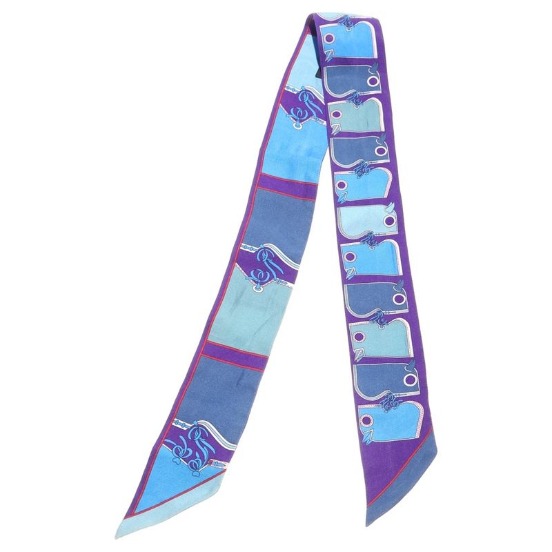 Hermes Twilly Camaille Silk Scarf Blue And Purple