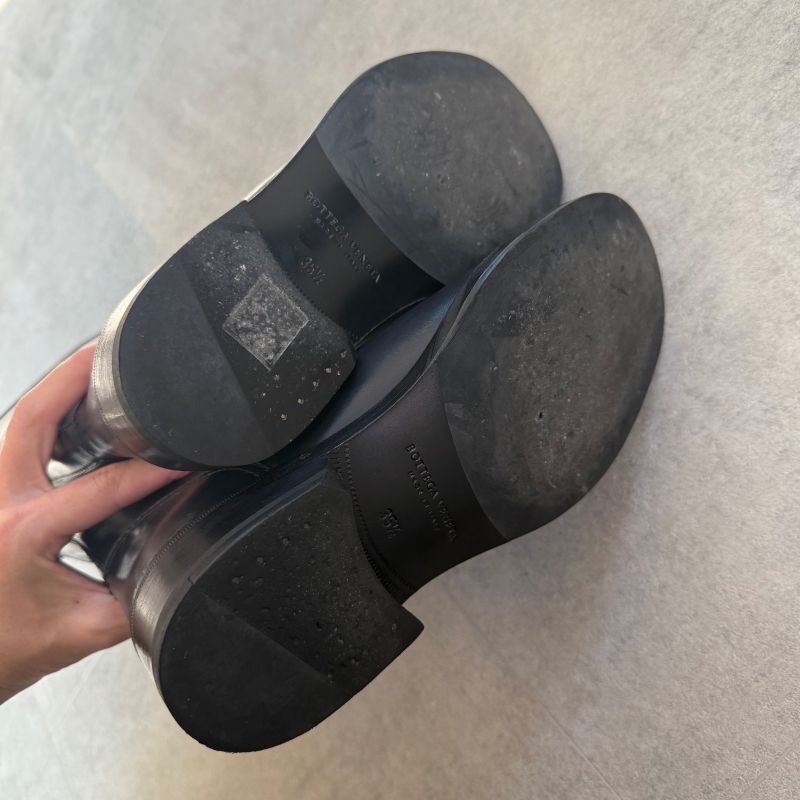 Bottega Veneta Intrecciato Long Boots Leather Dark Navy 35 1 2 Women's Boots