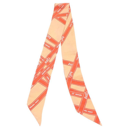 Hermes Twilly Bolduc Ribbon Silk Scarf Orange