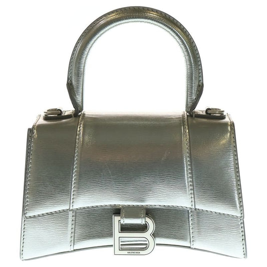Balenciaga Hourglass XS 2WAY Bag Shoulder Bag Mini Bag Handbag Metallic Silver