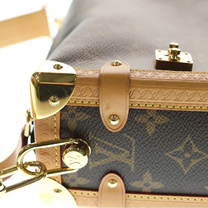 Louis Vuitton Monogram Side Trunk MM Shoulder Bag Pochette Bag Brown Pvcleather