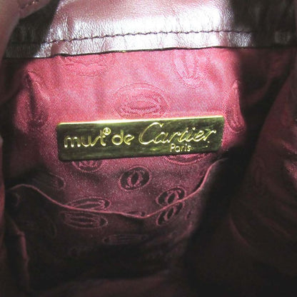 Good Cartier Must Line Leather Draw String Shoulder Bag Bordeaux and Gold
