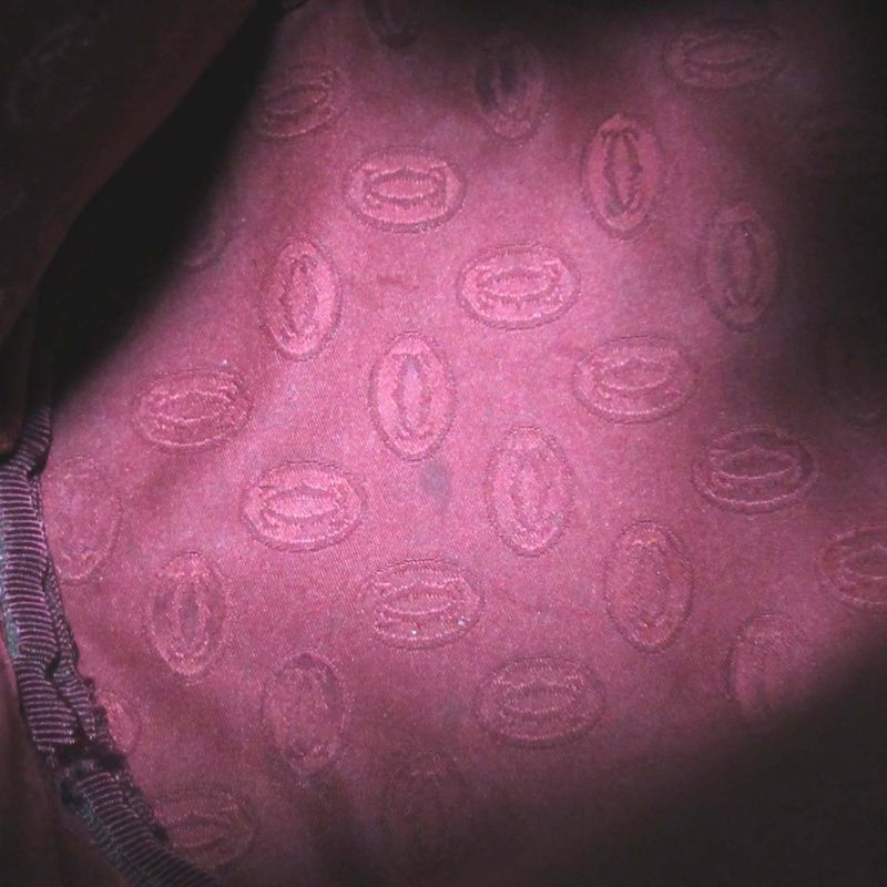 Good Cartier Must Line Leather Draw String Shoulder Bag Bordeaux and Gold