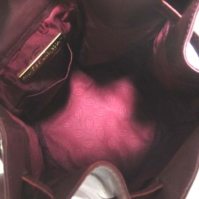 Good Cartier Must Line Leather Draw String Shoulder Bag Bordeaux and Gold