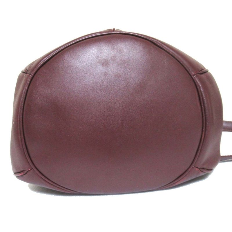 Good Cartier Must Line Leather Draw String Shoulder Bag Bordeaux and Gold