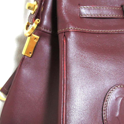 Good Cartier Must Line Leather Draw String Shoulder Bag Bordeaux and Gold