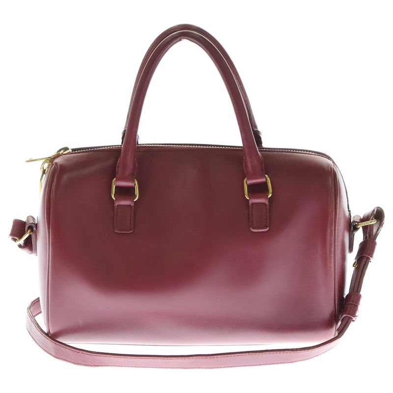 Saint Laurent Paris Baby Duffle 2WAY Leather Shoulder Handbag Women Burgundy
