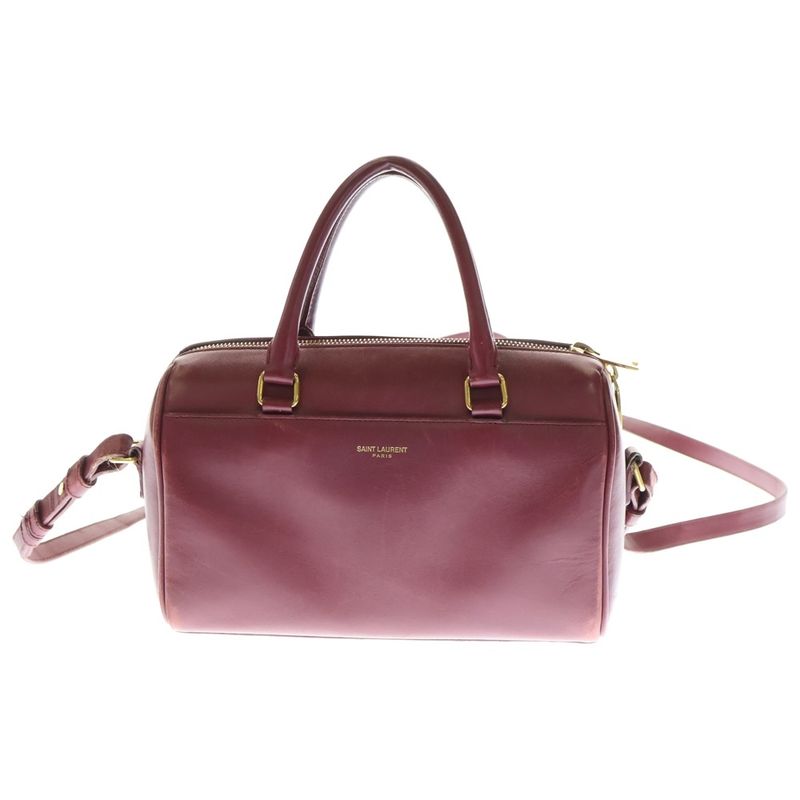 Saint Laurent Paris Baby Duffle 2WAY Leather Shoulder Handbag Women Burgundy