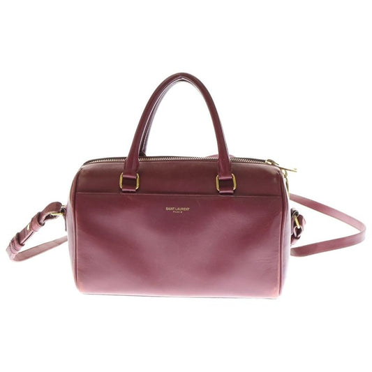 Saint Laurent Paris Baby Duffle 2WAY Leather Shoulder Handbag Women Burgundy