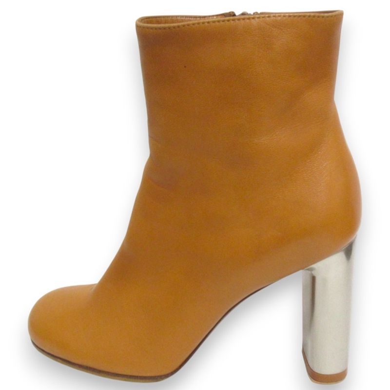 Celine Phoebe Period Bang Boots Leather Chunky Heel Short Boots 35.5 Approx