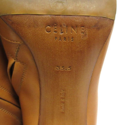 Celine Phoebe Period Bang Boots Leather Chunky Heel Short Boots 35.5 Approx