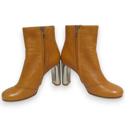Celine Phoebe Period Bang Boots Leather Chunky Heel Short Boots 35.5 Approx