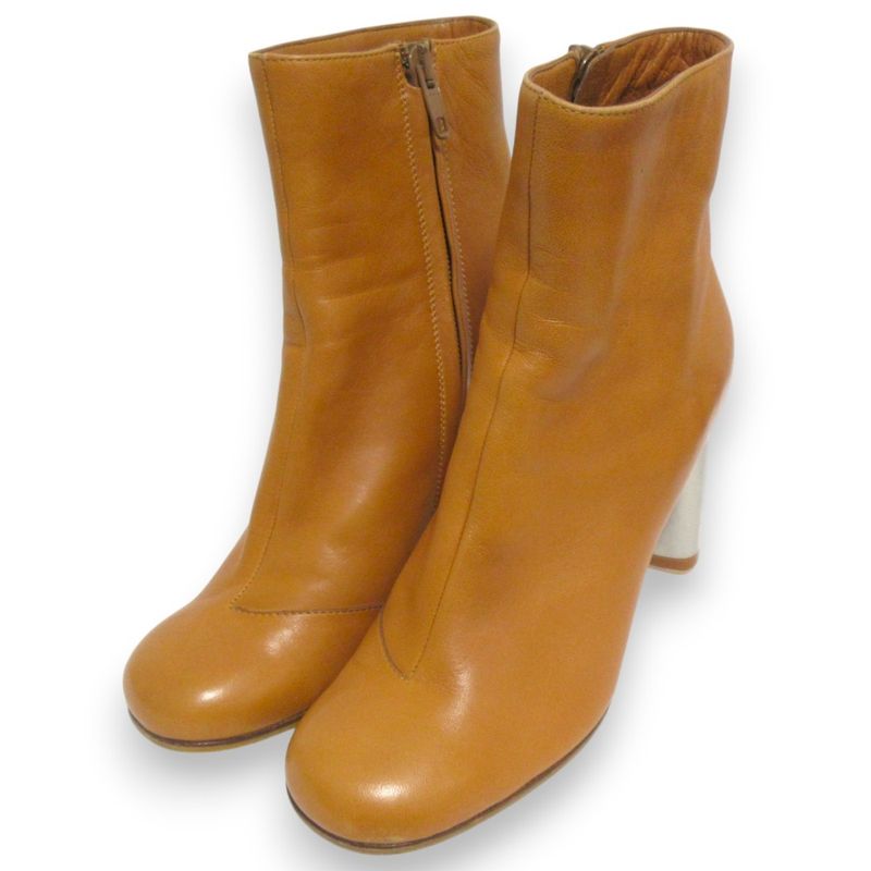 Celine Phoebe Period Bang Boots Leather Chunky Heel Short Boots 35.5 Approx