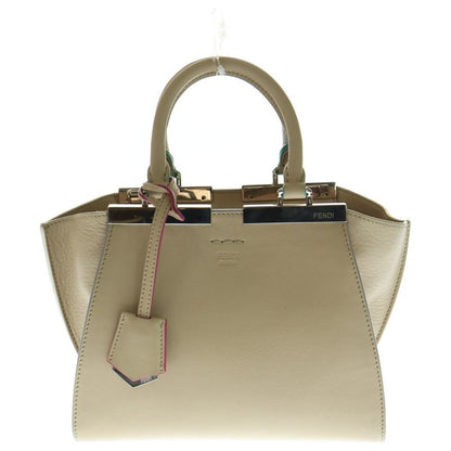 Fendi Trois Jours Leather Handbag Shoulder Bag Beige 8bh333 5QT