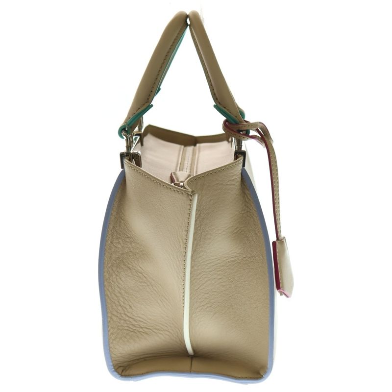 Fendi Trois Jours Leather Handbag Shoulder Bag Beige 8bh333 5QT