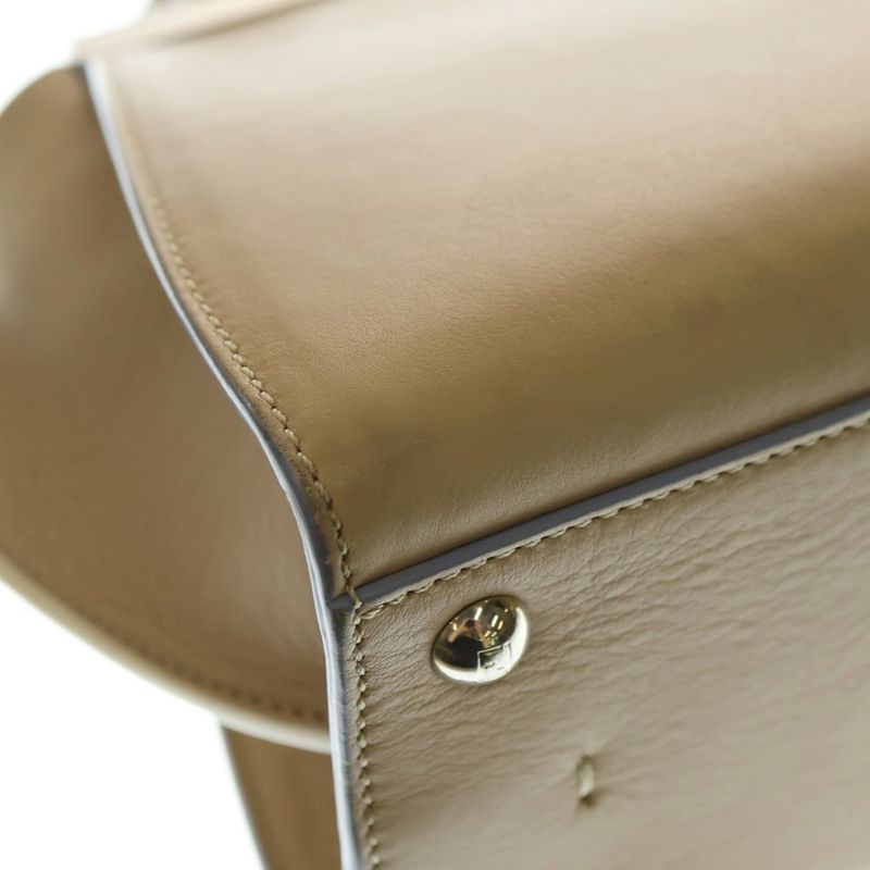 Fendi Trois Jours Leather Handbag Shoulder Bag Beige 8bh333 5QT