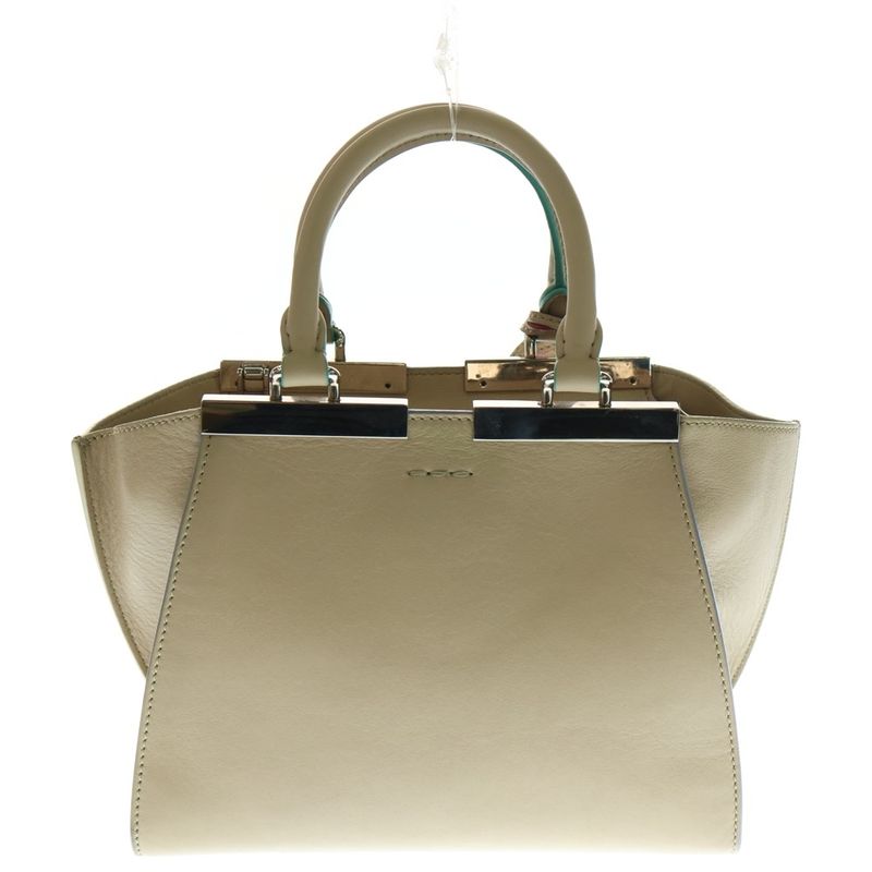 Fendi Trois Jours Leather Handbag Shoulder Bag Beige 8bh333 5QT