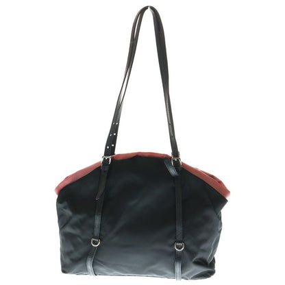 Prada Tessuto Tote Handbag Black And Pink Nylon Bt0165 Silver Hardware