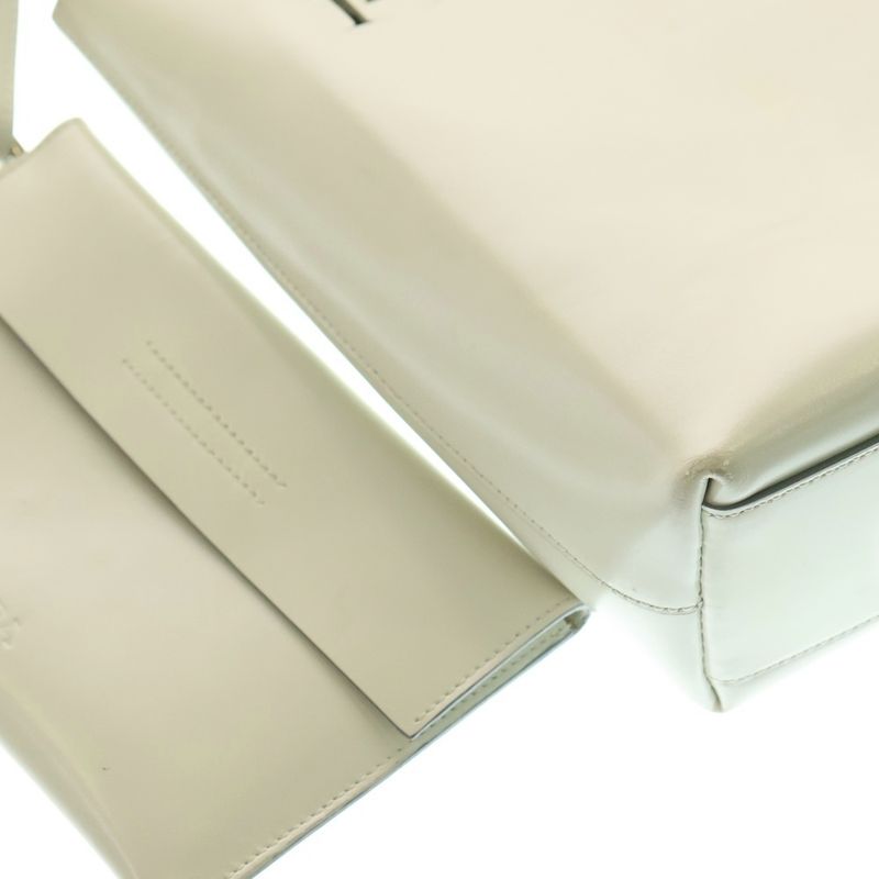 Prada Perforated Logo Handbag Tote Bag Ivory