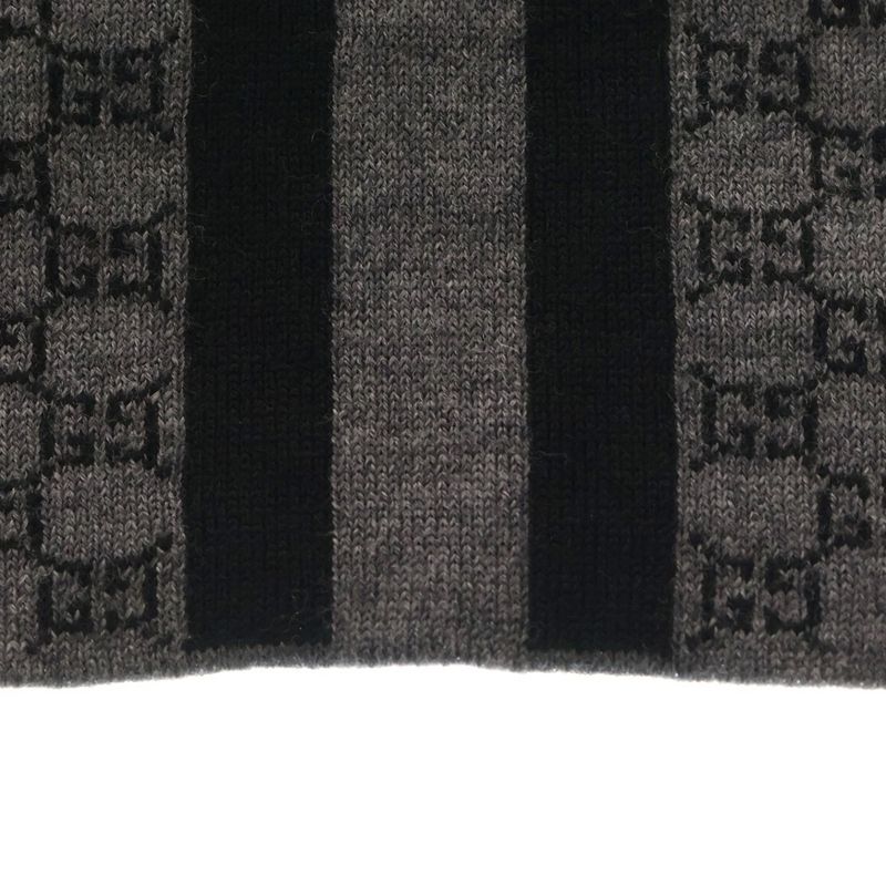 Gucci GG Logo Lana Wool Line Scarf Black/gray