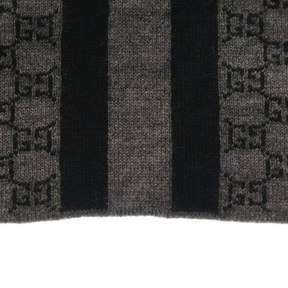 Gucci GG Logo Lana Wool Line Scarf Black/gray