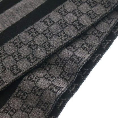 Gucci GG Logo Lana Wool Line Scarf Black/gray