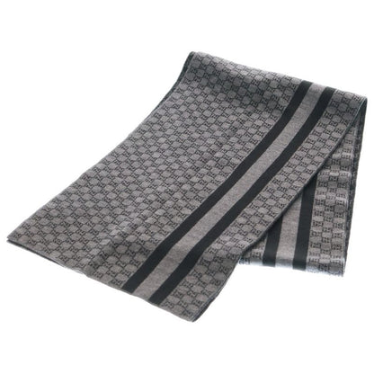 Gucci GG Logo Lana Wool Line Scarf Black/gray