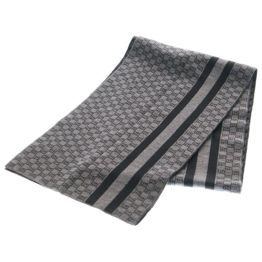 Gucci GG Logo Lana Wool Line Scarf Black/gray