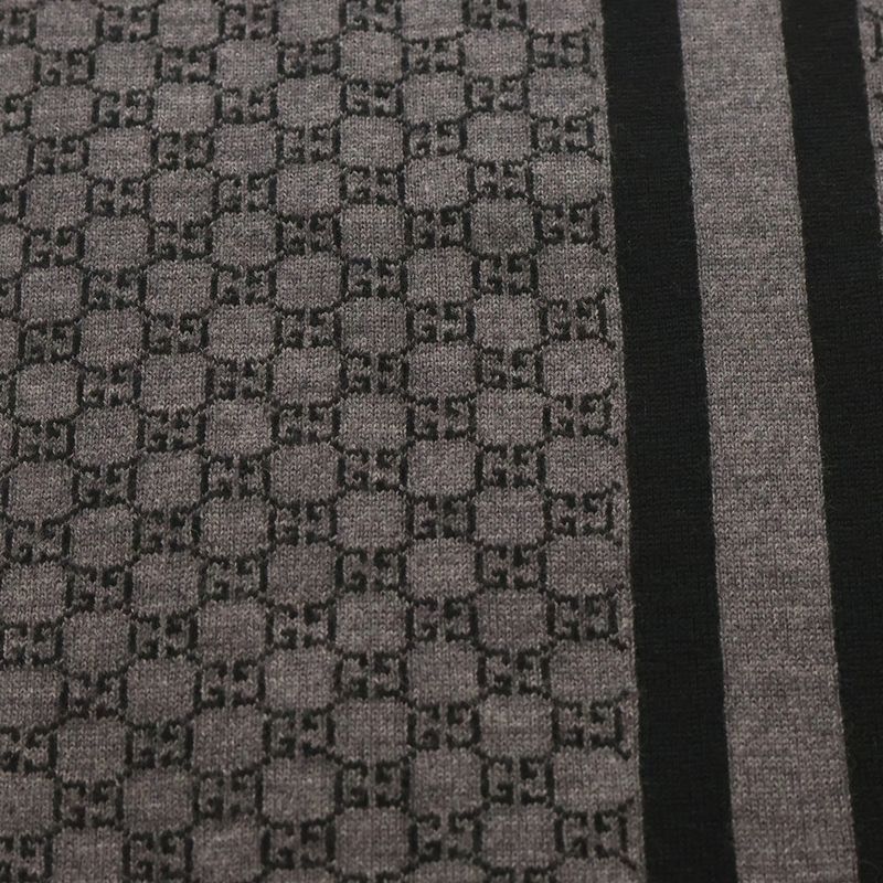 Gucci GG Logo Lana Wool Line Scarf Black/gray