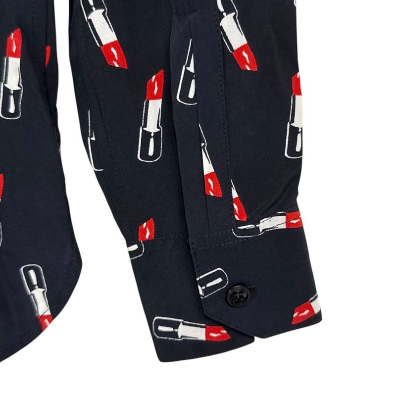 Good Saint Laurent Paris Eddy Period Rip Pattern Silk 100% Long Sleeve Shirt 34