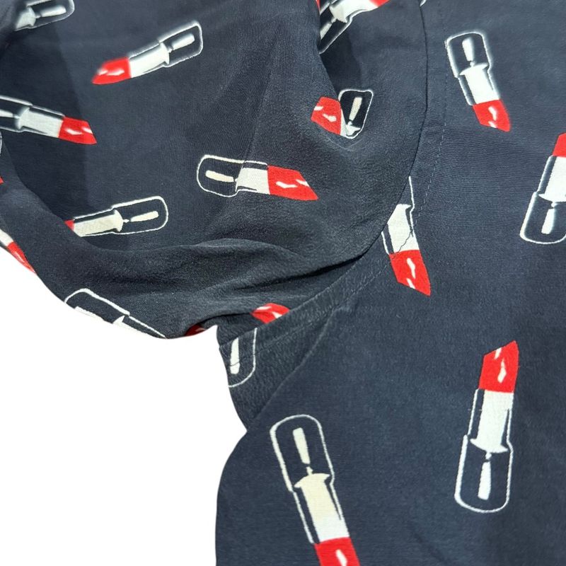 Good Saint Laurent Paris Eddy Period Rip Pattern Silk 100% Long Sleeve Shirt 34