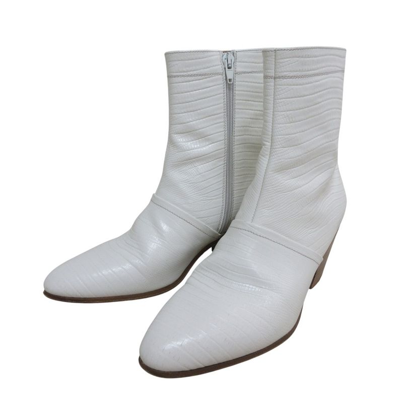 Celine Cubaine Cubane Croc Shape Pressed Leather Short Boots 38 1/2 Equivalent