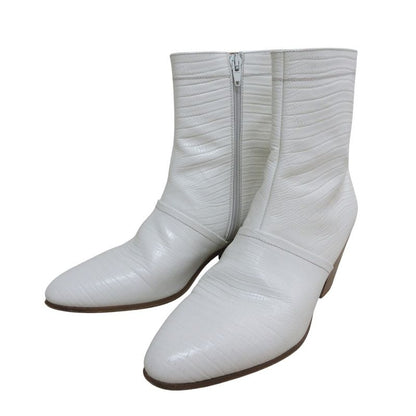 Celine Cubaine Cubane Croc Shape Pressed Leather Short Boots 38 1/2 Equivalent