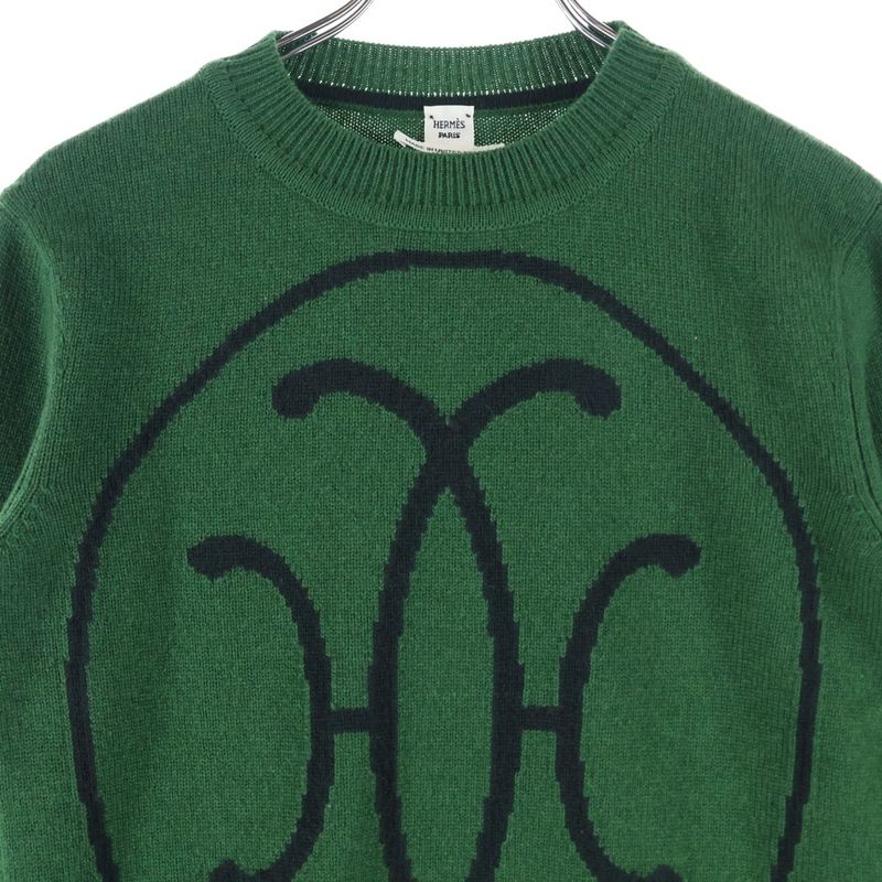 Hermes H Lift Cashmere Knitted Sweater Green Ladies