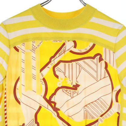 Hermes Twill Raine Silk Switched Short Sleeved Knit Yellow Women's 2e2813dn