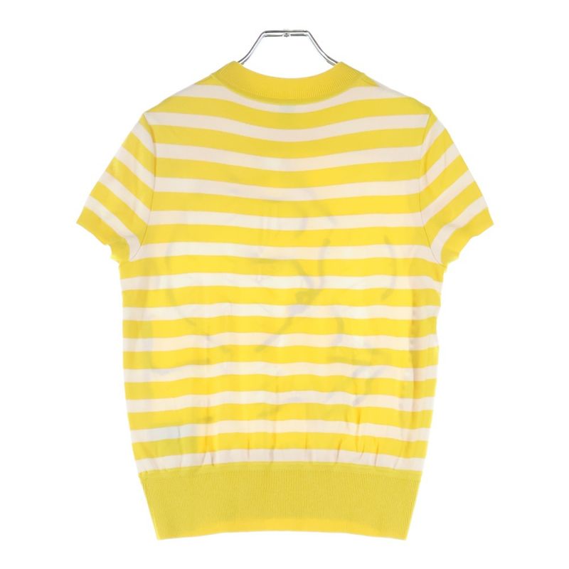 Hermes Twill Raine Silk Switched Short Sleeved Knit Yellow Women's 2e2813dn