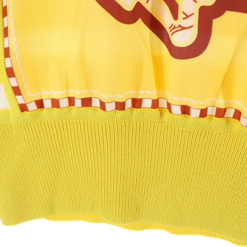 Hermes Twill Raine Silk Switched Short Sleeved Knit Yellow Women's 2e2813dn