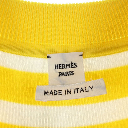 Hermes Twill Raine Silk Switched Short Sleeved Knit Yellow Women's 2e2813dn