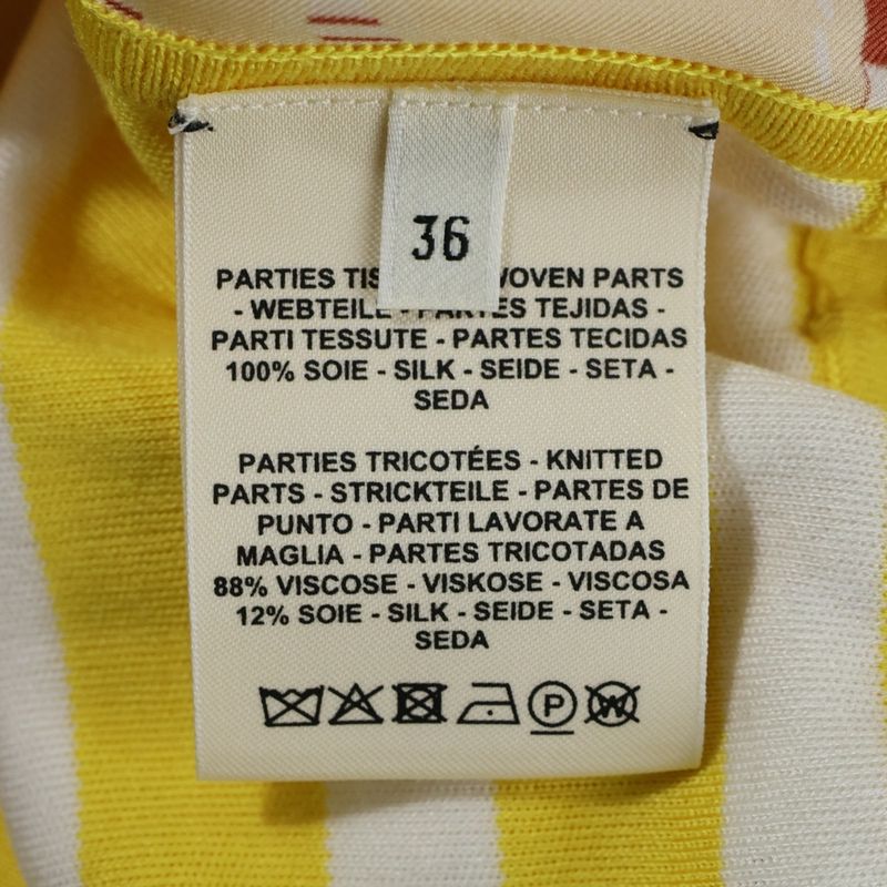 Hermes Twill Raine Silk Switched Short Sleeved Knit Yellow Women's 2e2813dn