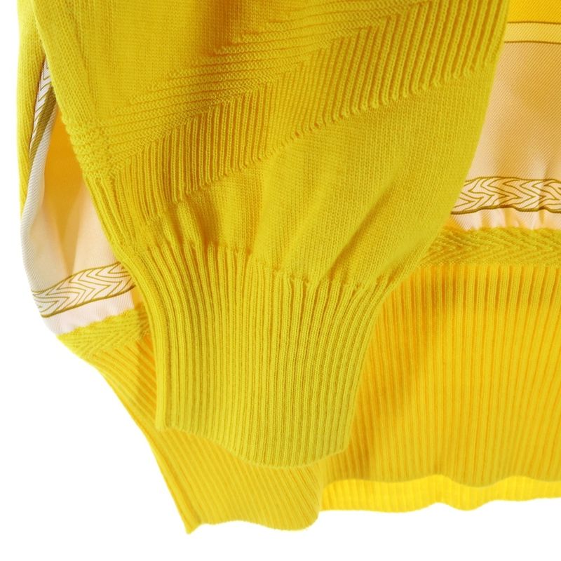 Hermes Twill Raine Silk Switched Long Sleeved Knit Sweater Women's Yellow