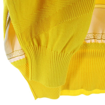 Hermes Twill Raine Silk Switched Long Sleeved Knit Sweater Women's Yellow