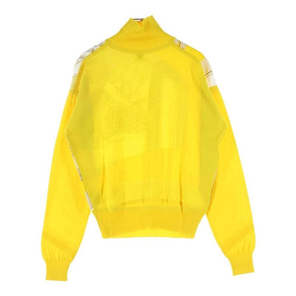 Hermes Twill Raine Silk Switched Long Sleeved Knit Sweater Women's Yellow