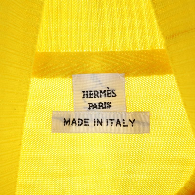 Hermes Twill Raine Silk Switched Long Sleeved Knit Sweater Women's Yellow