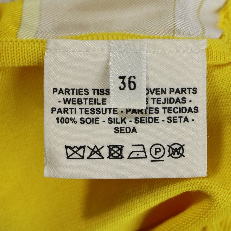Hermes Twill Raine Silk Switched Long Sleeved Knit Sweater Women's Yellow