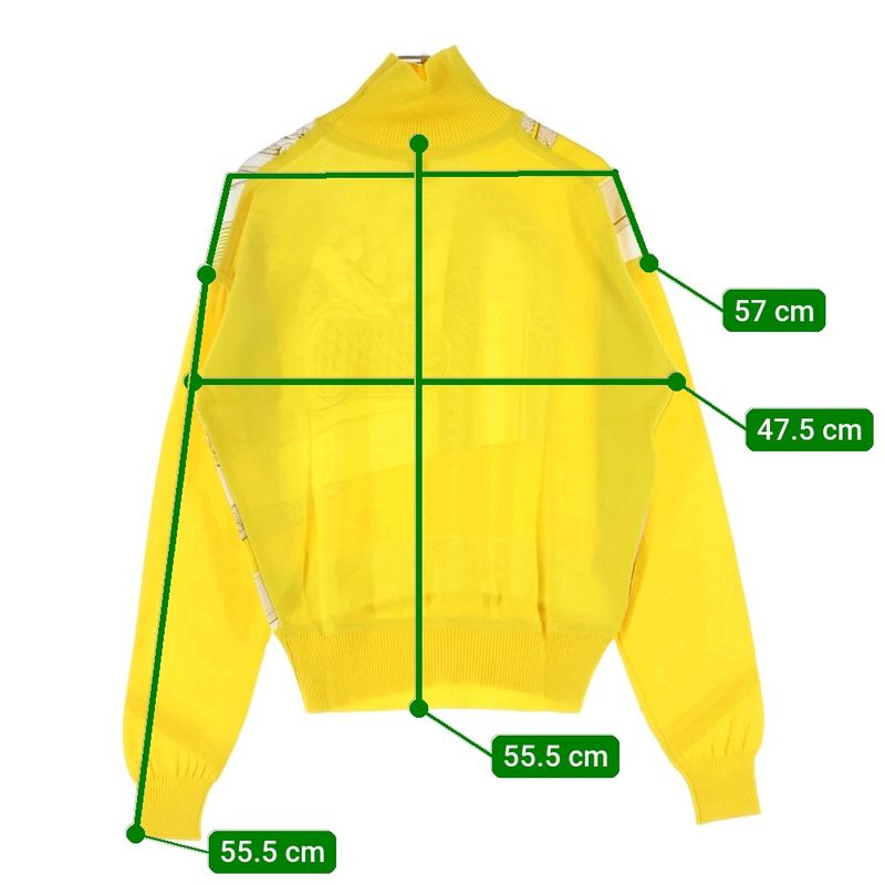Hermes Twill Raine Silk Switched Long Sleeved Knit Sweater Women's Yellow
